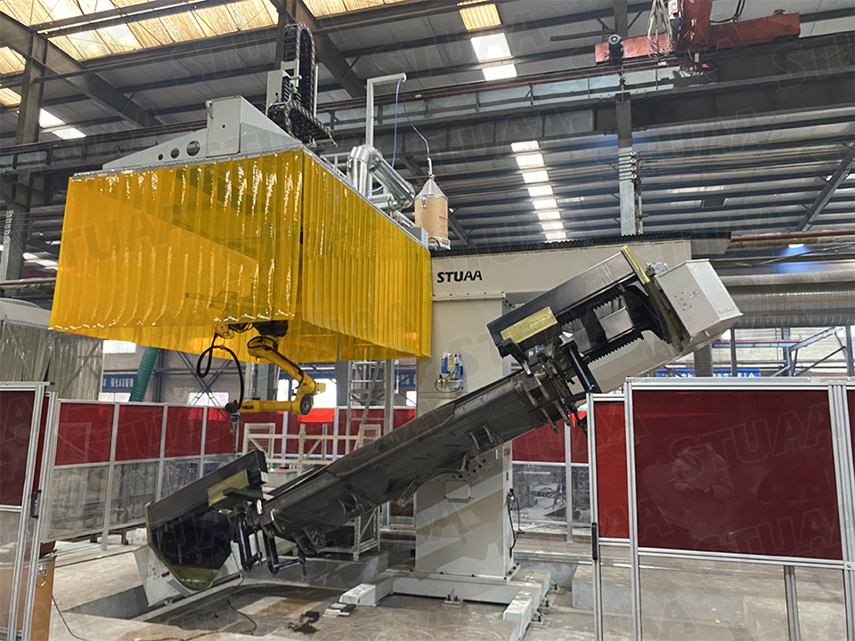 Robot welding system for shovel blade of bulldozer